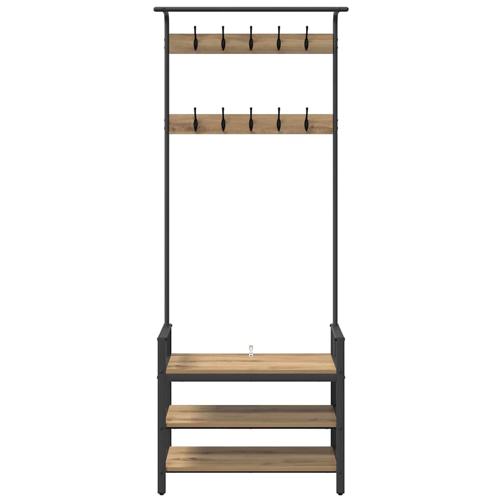 Kapstok met plank Artisan Eiken 75 x 34 x 184 cm Bewerkt hout is nu te koop bij PeponiXL, paradijselijk wonen!