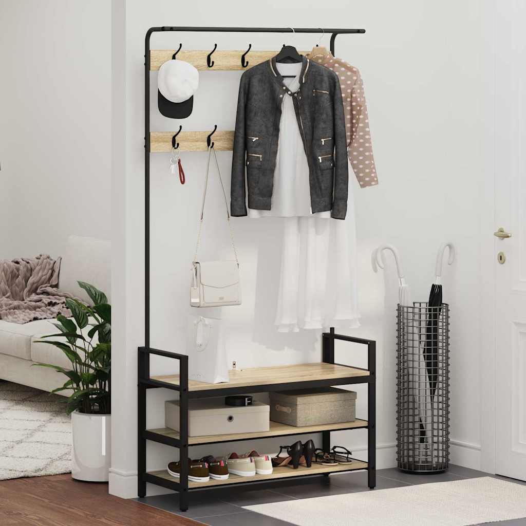 Kapstok met plank Sonoma Eiken 95 x 34 x 184 cm Bewerkt hout is nu te koop bij PeponiXL, paradijselijk wonen!