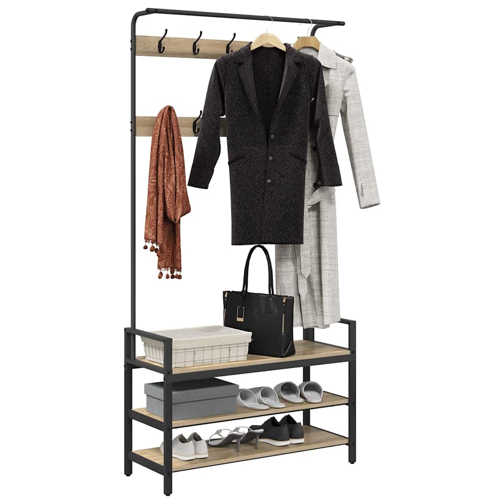 Kapstok met plank Sonoma Eiken 95 x 34 x 184 cm Bewerkt hout is nu te koop bij PeponiXL, paradijselijk wonen!