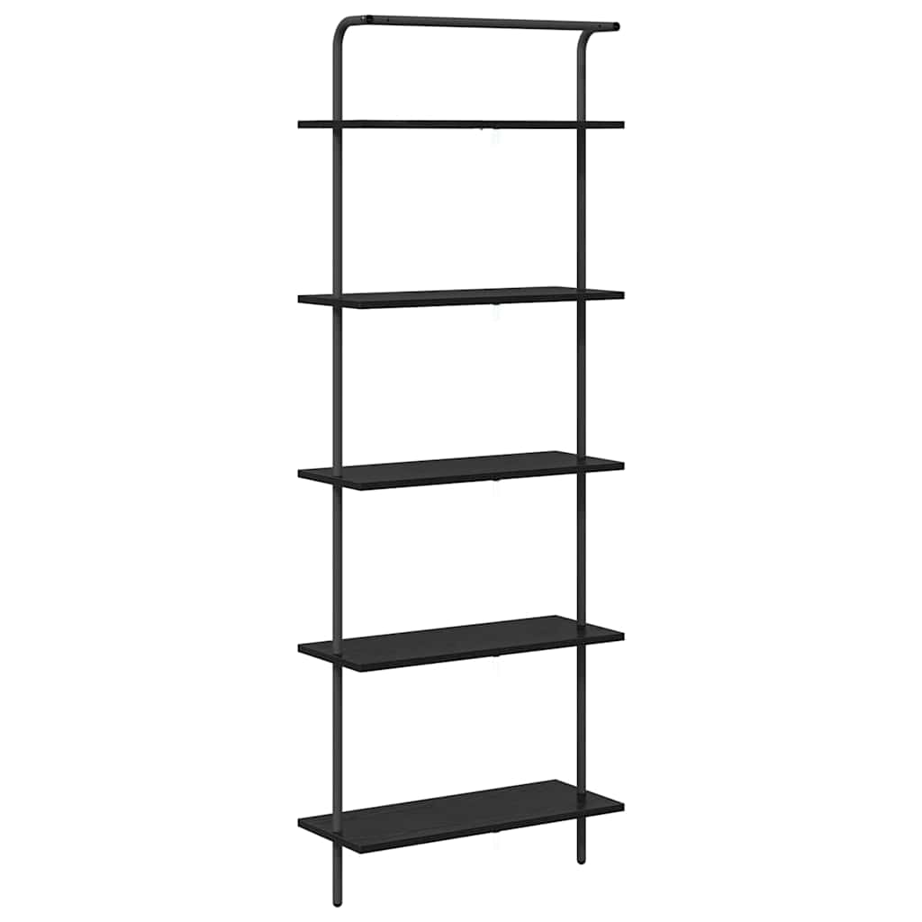 Boekenkast Zwart Eiken 60 x 24 x 168 cm Bewerkt hout is nu te koop bij PeponiXL, paradijselijk wonen!