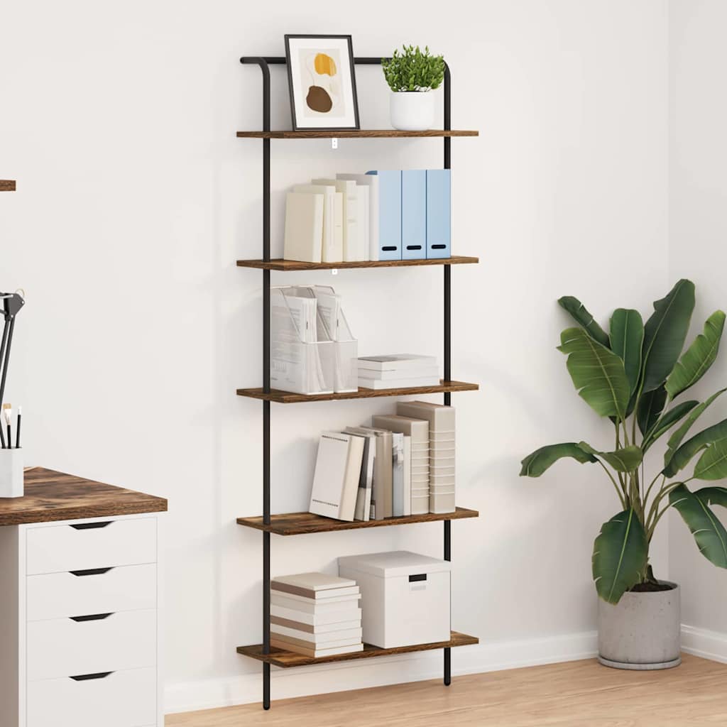 Boekenkast Gerookt eiken 60 x 24 x 168 cm Bewerkt hout is nu te koop bij PeponiXL, paradijselijk wonen!