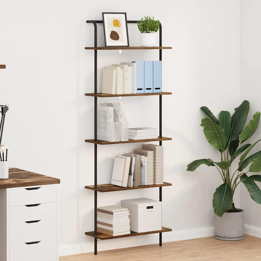 Boekenkast Gerookt eiken 60 x 24 x 168 cm Bewerkt hout is nu te koop bij PeponiXL, paradijselijk wonen!