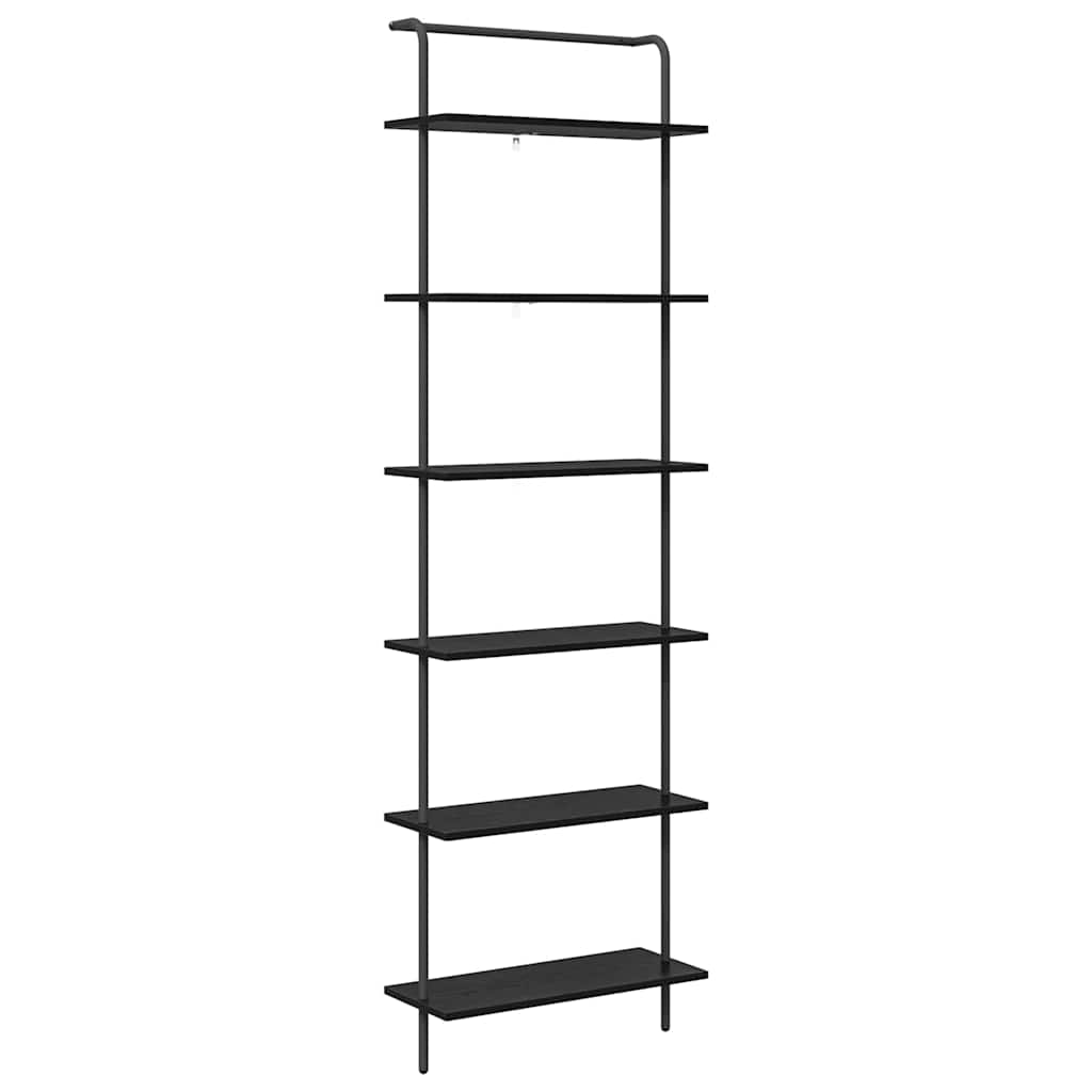 Boekenkast Zwart Eiken 60 x 24 x 203 cm Bewerkt hout is nu te koop bij PeponiXL, paradijselijk wonen!