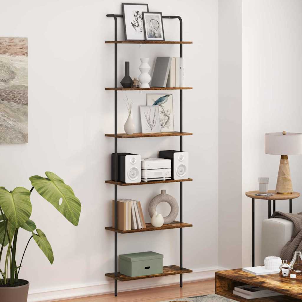 Boekenkast Gerookt eiken 60 x 24 x 203 cm Bewerkt hout is nu te koop bij PeponiXL, paradijselijk wonen!