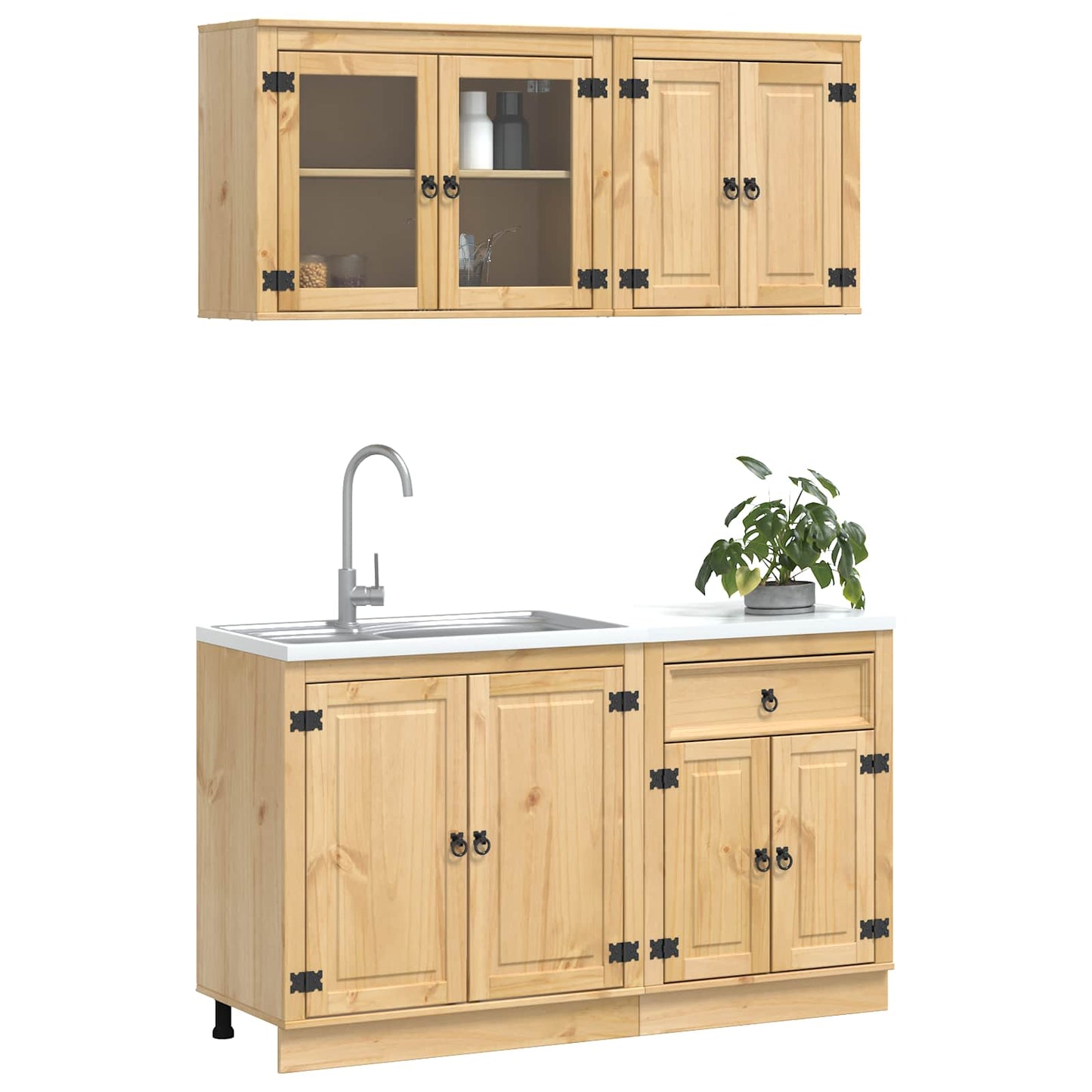 Kast met plank SKI 4 pcs HoningBruin Massief grenenhout is nu te koop bij PeponiXL, paradijselijk wonen!