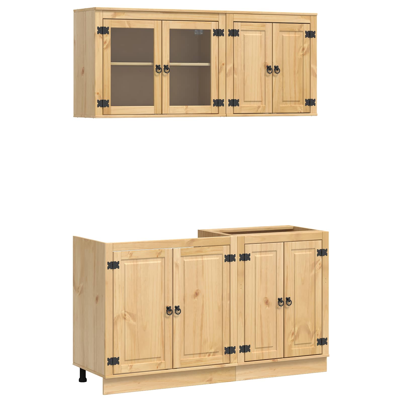 Kast met plank SKI 4 pcs HoningBruin Massief grenenhout is nu te koop bij PeponiXL, paradijselijk wonen!