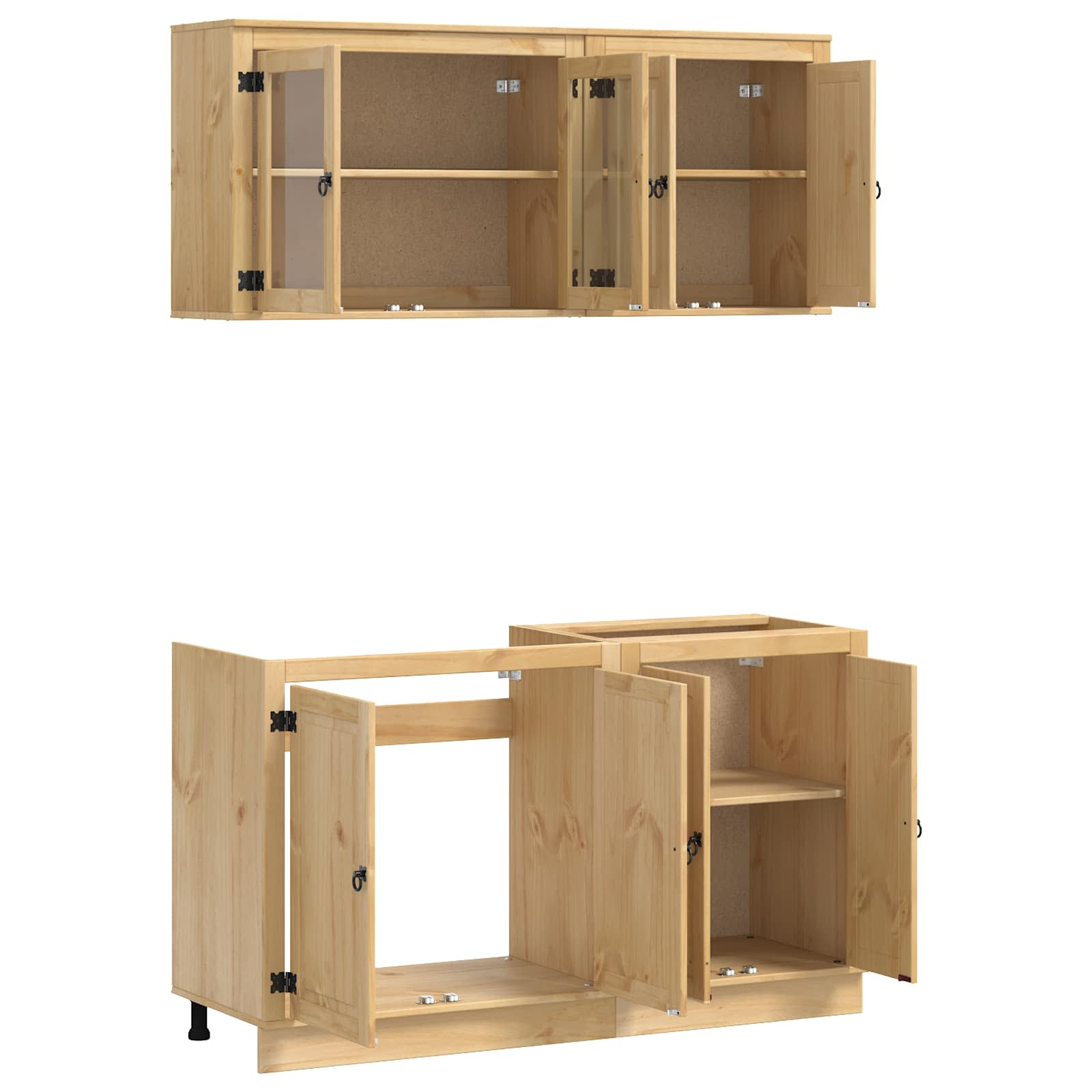 Kast met plank SKI 4 pcs HoningBruin Massief grenenhout is nu te koop bij PeponiXL, paradijselijk wonen!