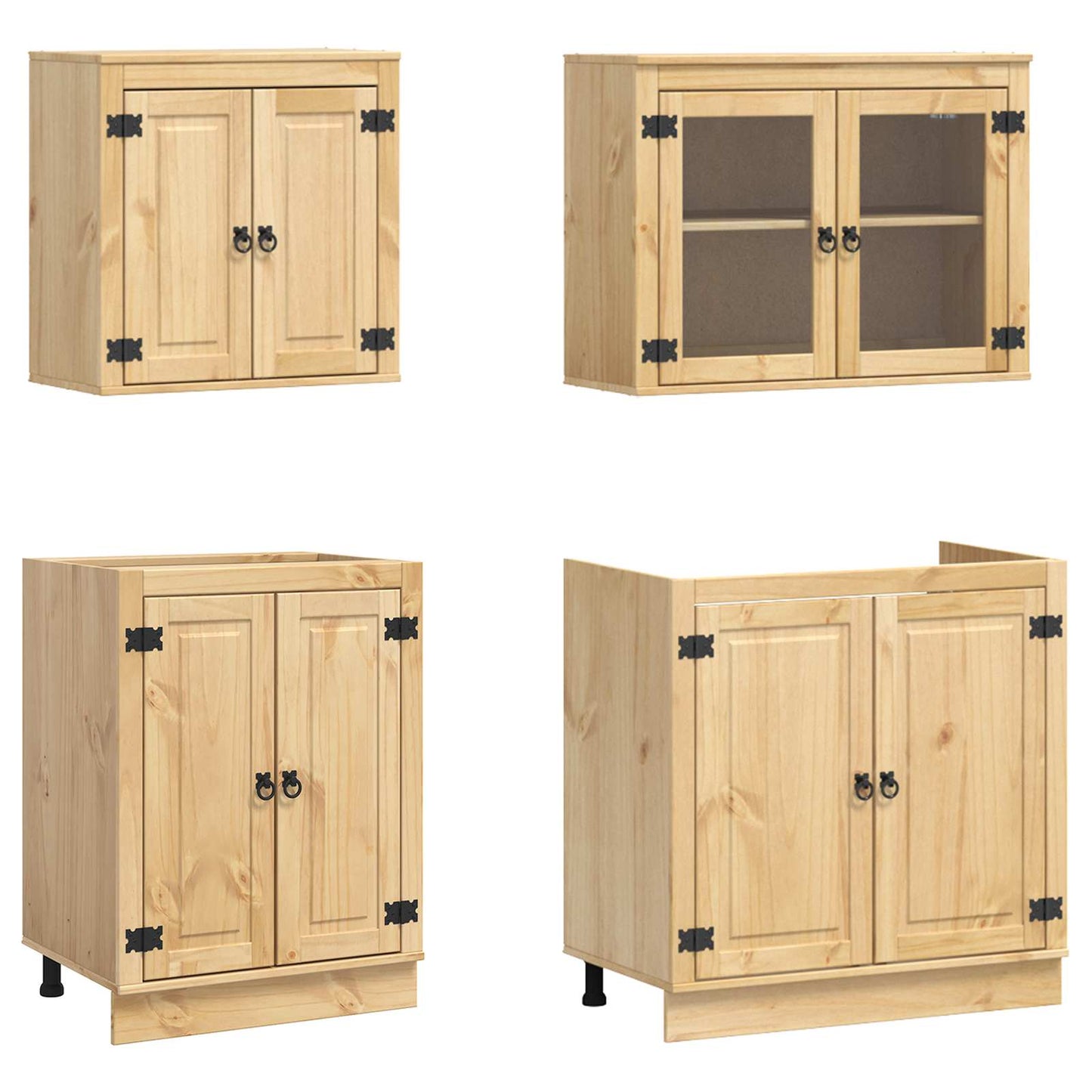 Kast met plank SKI 4 pcs HoningBruin Massief grenenhout is nu te koop bij PeponiXL, paradijselijk wonen!