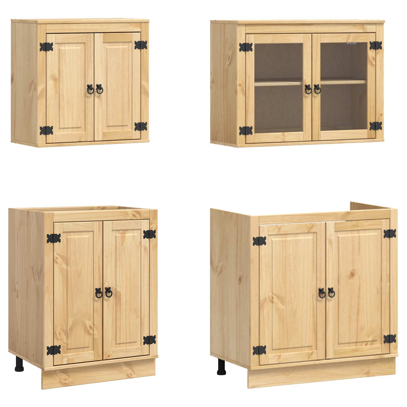 Kast met plank SKI 4 pcs HoningBruin Massief grenenhout is nu te koop bij PeponiXL, paradijselijk wonen!