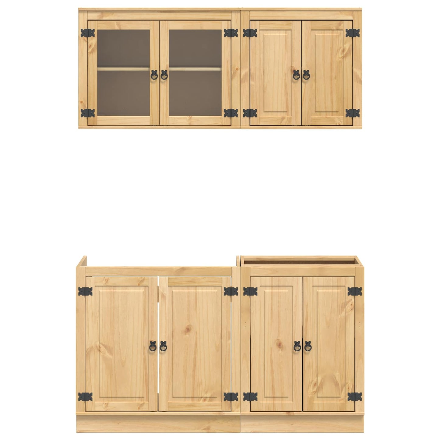 Kast met plank SKI 4 pcs HoningBruin Massief grenenhout is nu te koop bij PeponiXL, paradijselijk wonen!