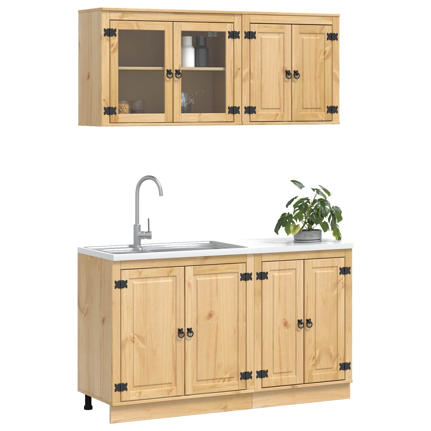 Kast met plank SKI 4 pcs HoningBruin Massief grenenhout is nu te koop bij PeponiXL, paradijselijk wonen!