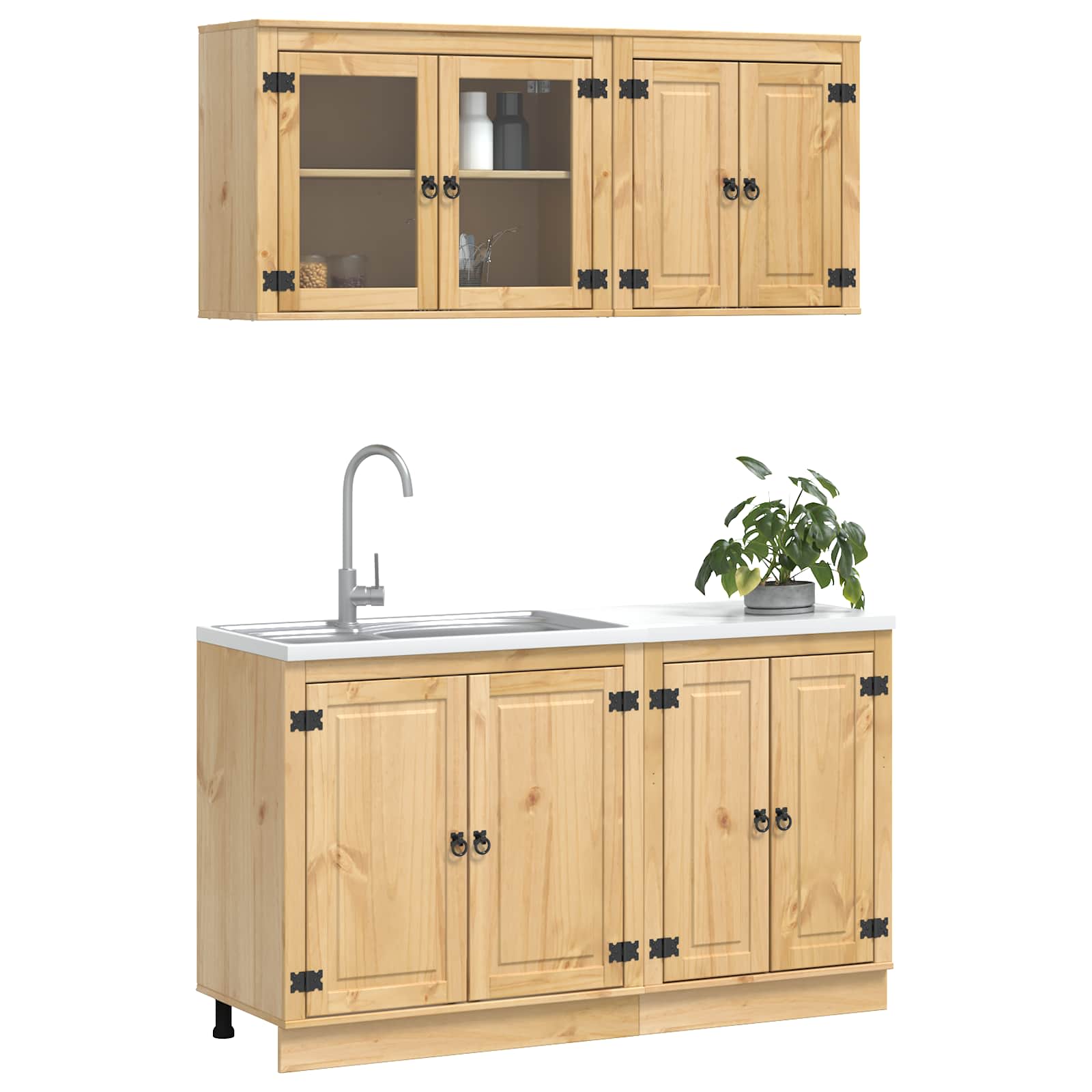 Kast met plank SKI 4 pcs HoningBruin Massief grenenhout is nu te koop bij PeponiXL, paradijselijk wonen!