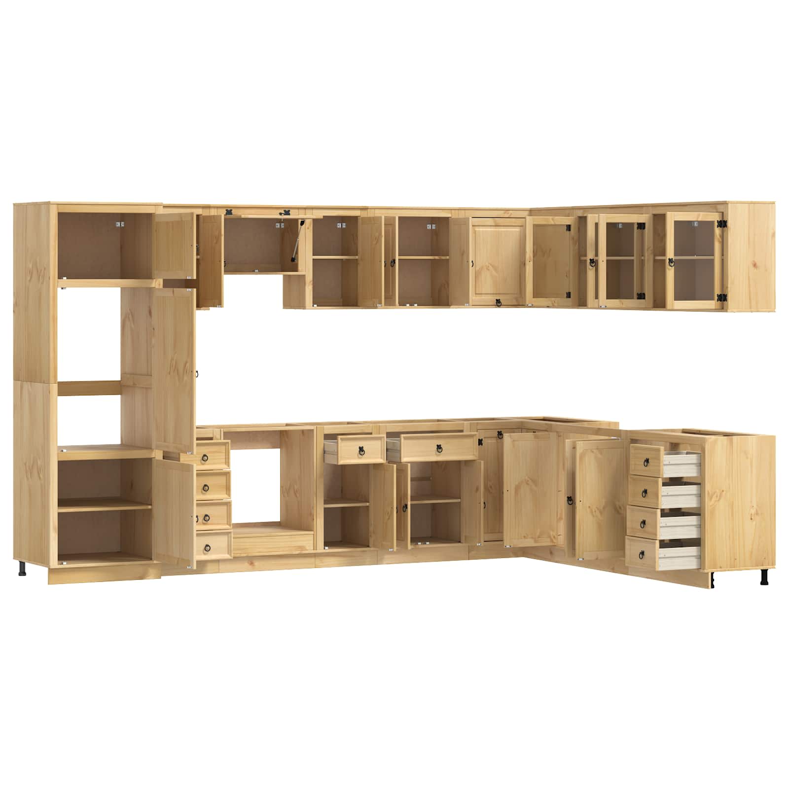 Kast met lade SKI 14 pcs HoningBruin Massief grenenhout is nu te koop bij PeponiXL, paradijselijk wonen!