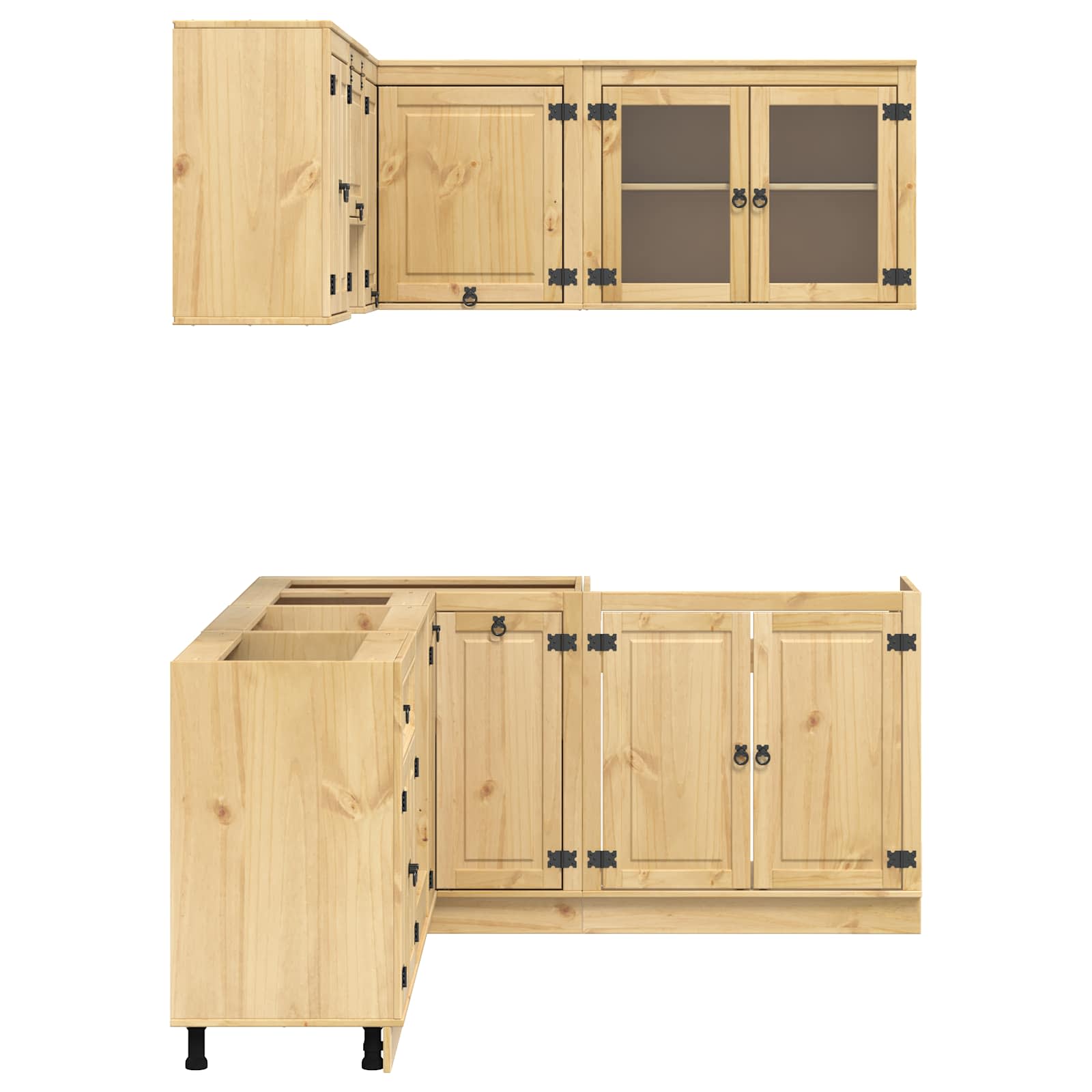 Kast met plank SKI 8 pcs HoningBruin Massief grenenhout is nu te koop bij PeponiXL, paradijselijk wonen!