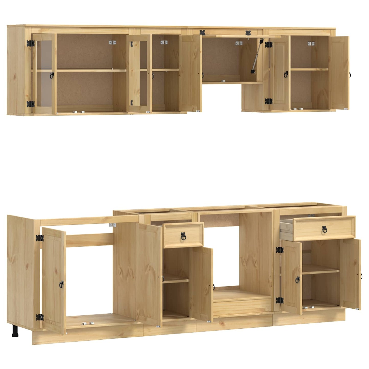 Kast met lade SKI 8 pcs HoningBruin Massief grenenhout is nu te koop bij PeponiXL, paradijselijk wonen!