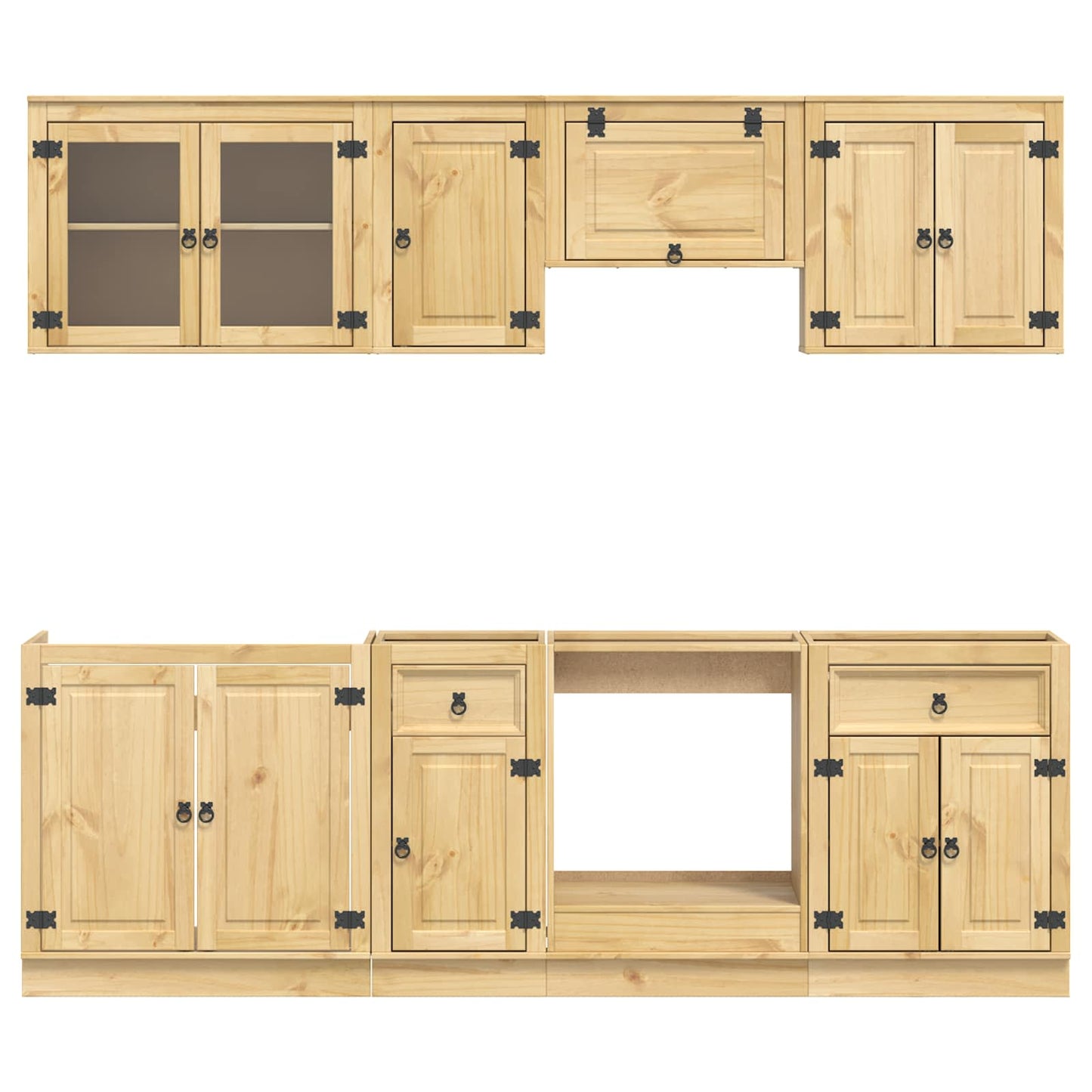 Kast met lade SKI 8 pcs HoningBruin Massief grenenhout is nu te koop bij PeponiXL, paradijselijk wonen!