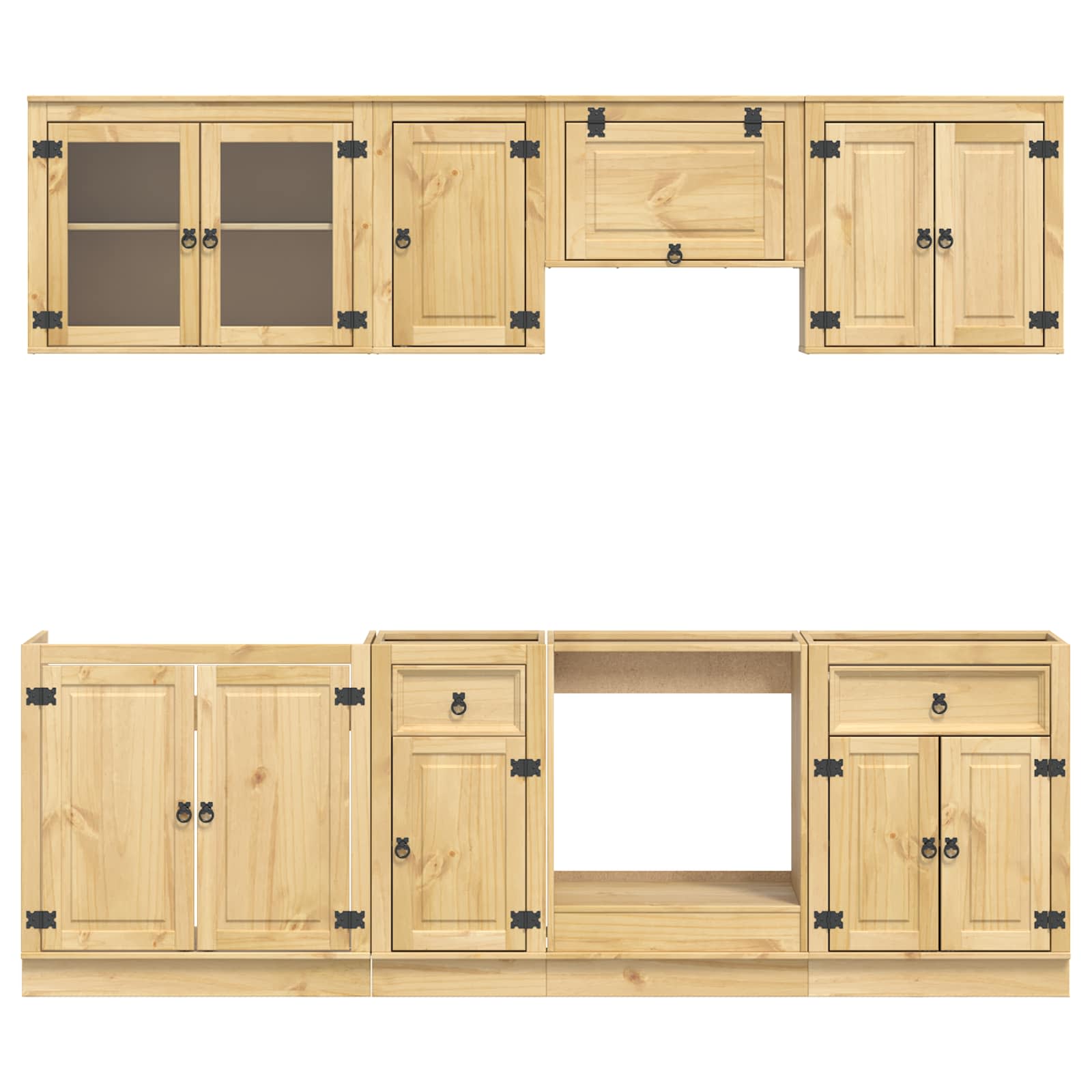 Kast met lade SKI 8 pcs HoningBruin Massief grenenhout is nu te koop bij PeponiXL, paradijselijk wonen!