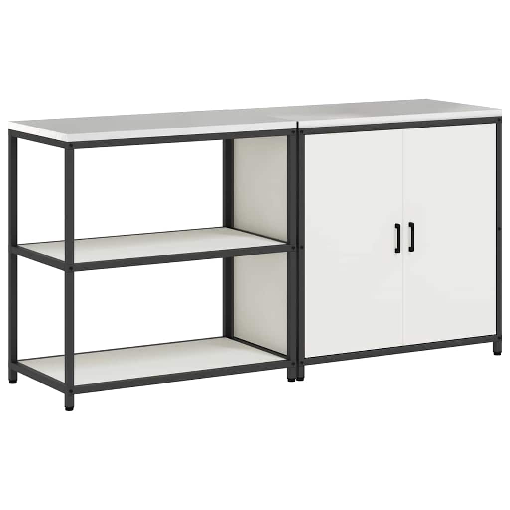 Keukenopslag set met plank 2 pcs Wit Koudgewalst staal is nu te koop bij PeponiXL, paradijselijk wonen!