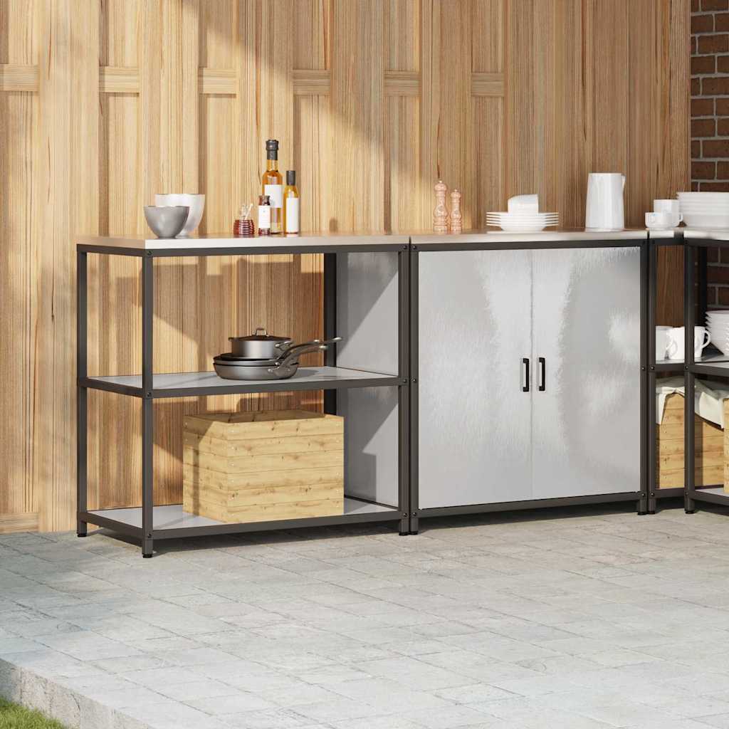 Keukenopslag set met plank 2 pcs Zilver Roestvrij staal is nu te koop bij PeponiXL, paradijselijk wonen!