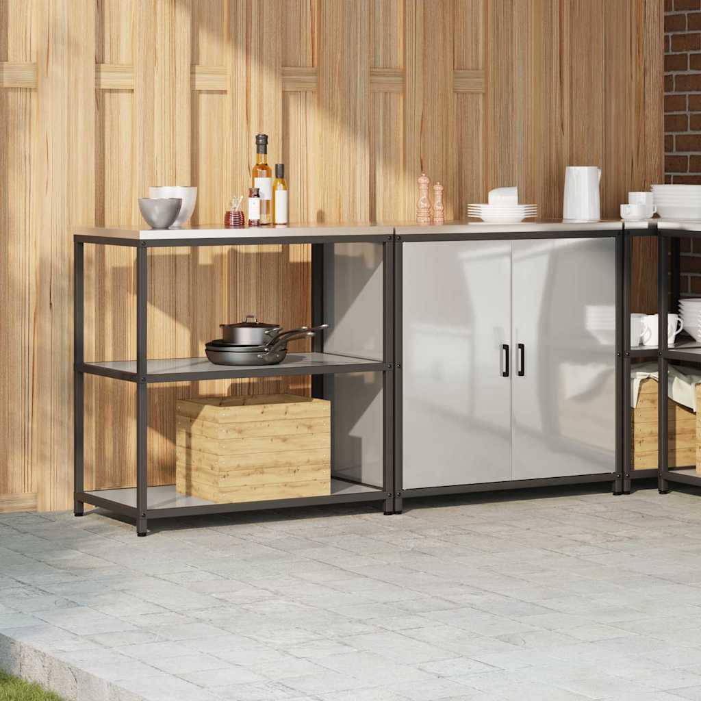 Keukenopslag set met plank 2 pcs Zilver Gegalvaniseerd staal is nu te koop bij PeponiXL, paradijselijk wonen!