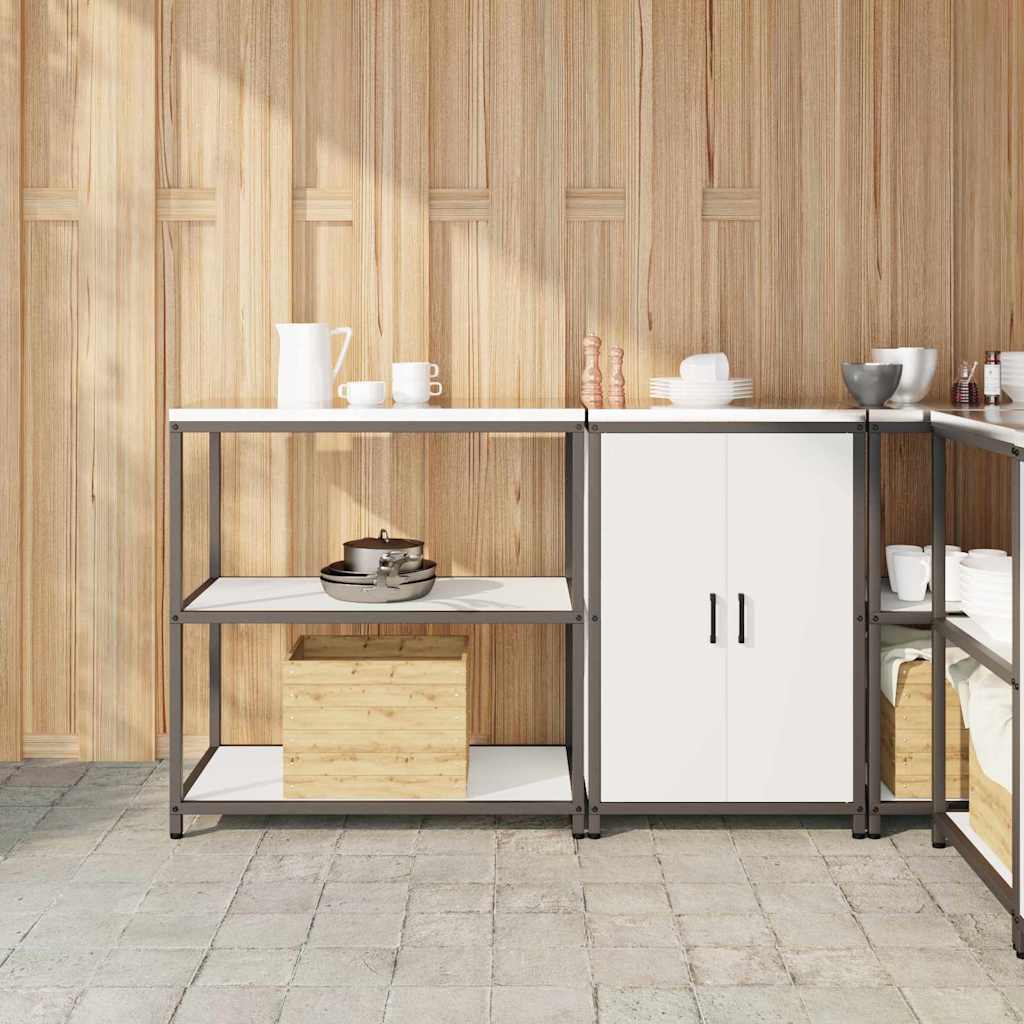 Keukenopslag set met plank 2 pcs Wit Koudgewalst staal is nu te koop bij PeponiXL, paradijselijk wonen!