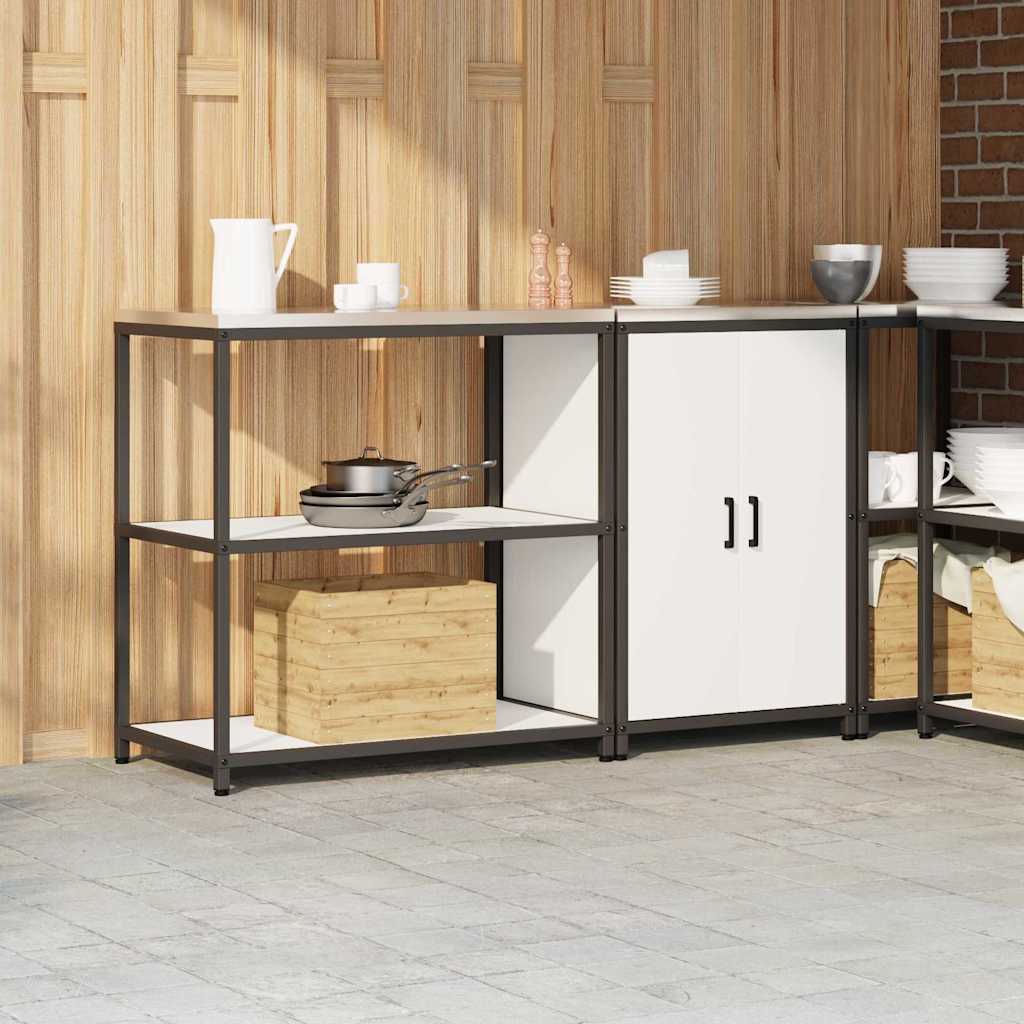 Keukenopslag set met plank 2 pcs Wit Koudgewalst staal is nu te koop bij PeponiXL, paradijselijk wonen!