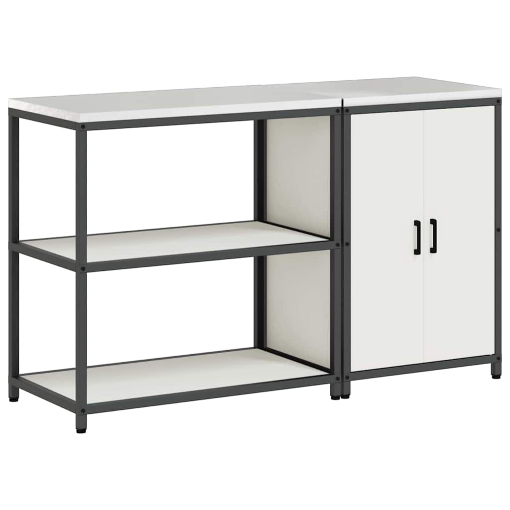 Keukenopslag set met plank 2 pcs Wit Koudgewalst staal is nu te koop bij PeponiXL, paradijselijk wonen!
