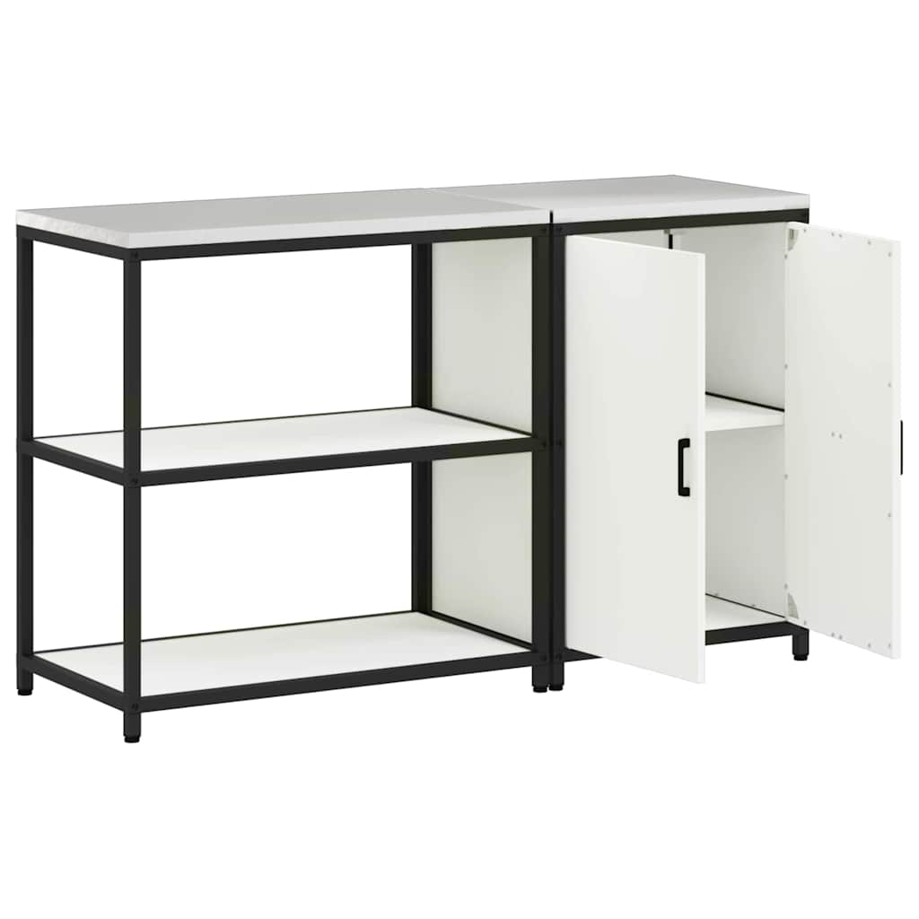 Keukenopslag set met plank 2 pcs Wit Koudgewalst staal is nu te koop bij PeponiXL, paradijselijk wonen!