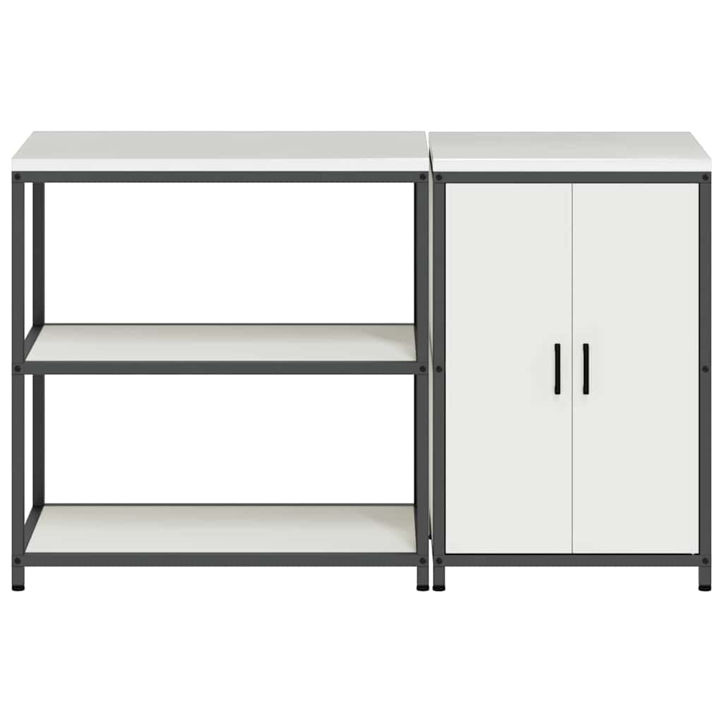 Keukenopslag set met plank 2 pcs Wit Koudgewalst staal is nu te koop bij PeponiXL, paradijselijk wonen!