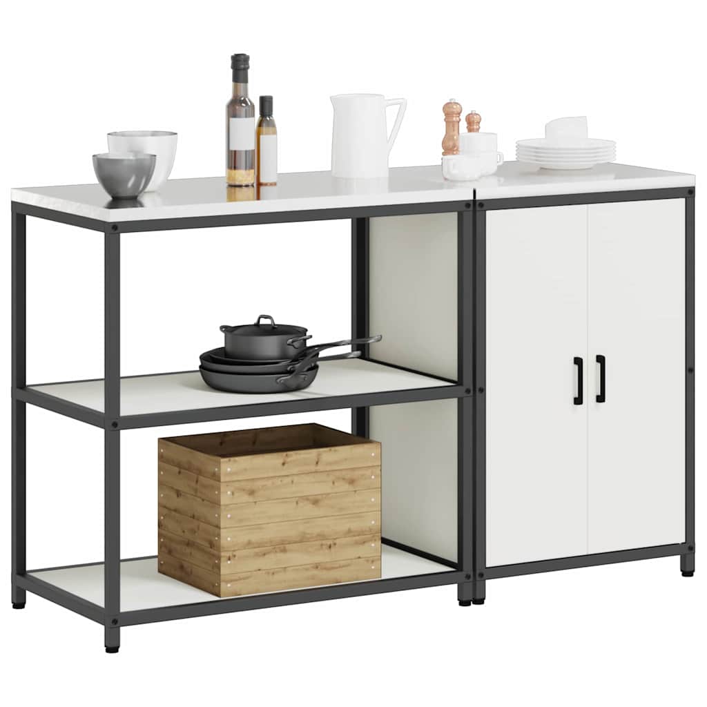 Keukenopslag set met plank 2 pcs Wit Koudgewalst staal is nu te koop bij PeponiXL, paradijselijk wonen!