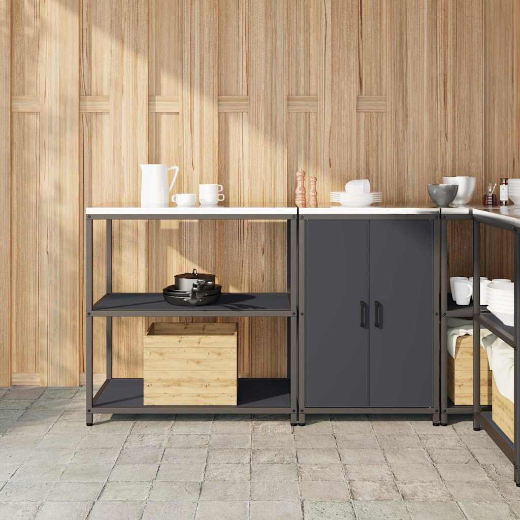 Keukenopslag set met plank 2 pcs Antraciet Koudgewalst staal is nu te koop bij PeponiXL, paradijselijk wonen!