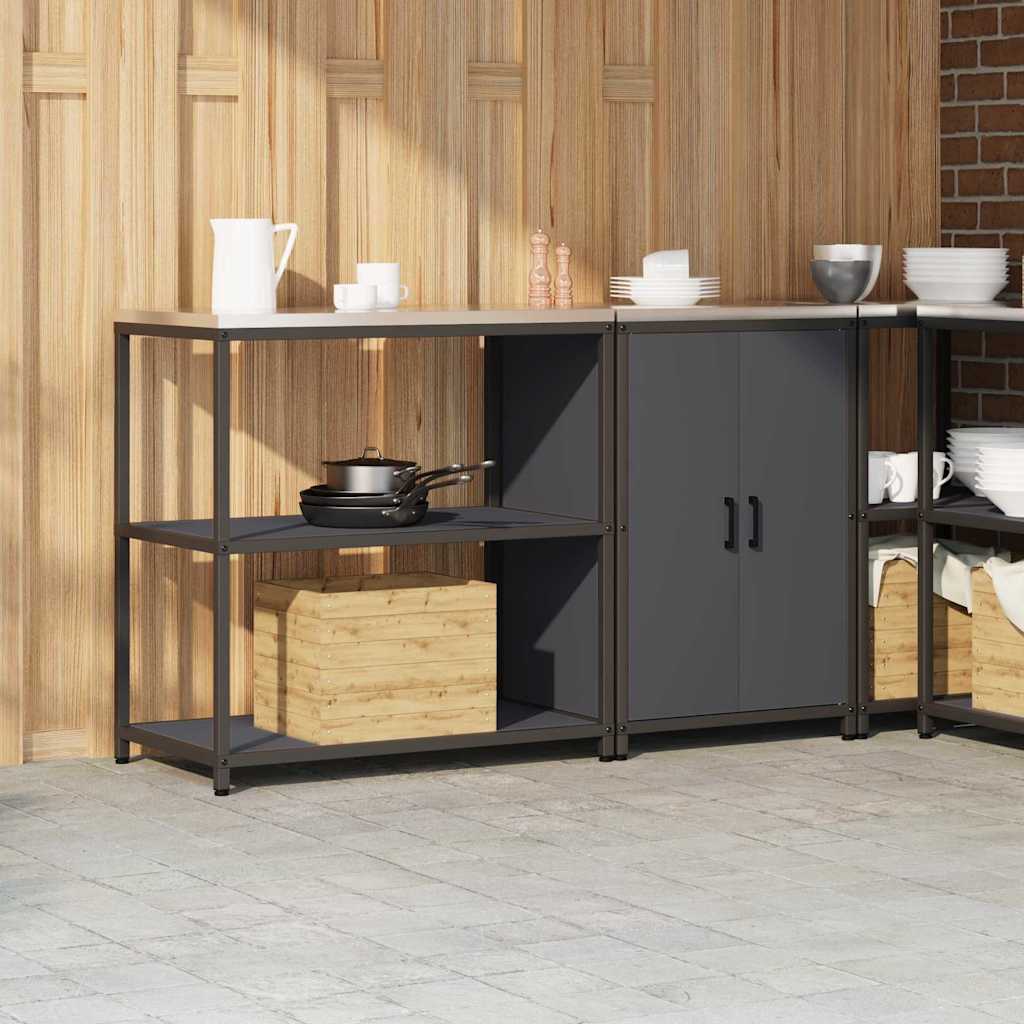 Keukenopslag set met plank 2 pcs Antraciet Koudgewalst staal is nu te koop bij PeponiXL, paradijselijk wonen!