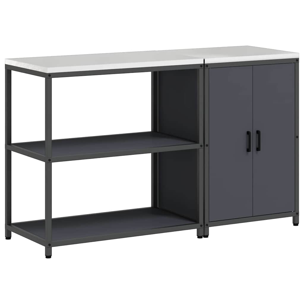 Keukenopslag set met plank 2 pcs Antraciet Koudgewalst staal is nu te koop bij PeponiXL, paradijselijk wonen!