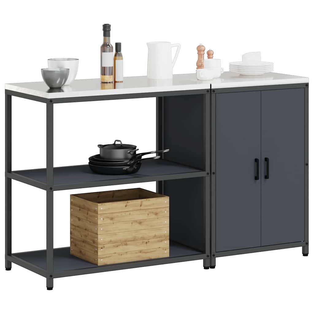 Keukenopslag set met plank 2 pcs Antraciet Koudgewalst staal is nu te koop bij PeponiXL, paradijselijk wonen!