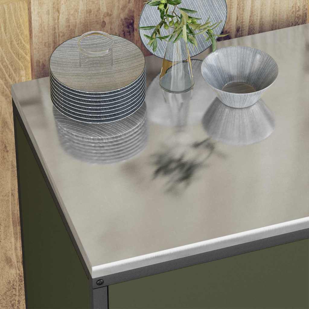 Keukenopslag set met plank 2 pcs Olijf Groen Koudgewalst staal is nu te koop bij PeponiXL, paradijselijk wonen!