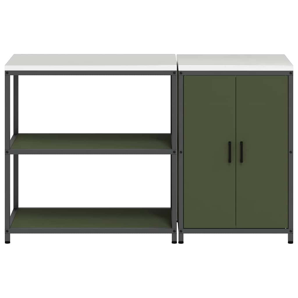 Keukenopslag set met plank 2 pcs Olijf Groen Koudgewalst staal is nu te koop bij PeponiXL, paradijselijk wonen!
