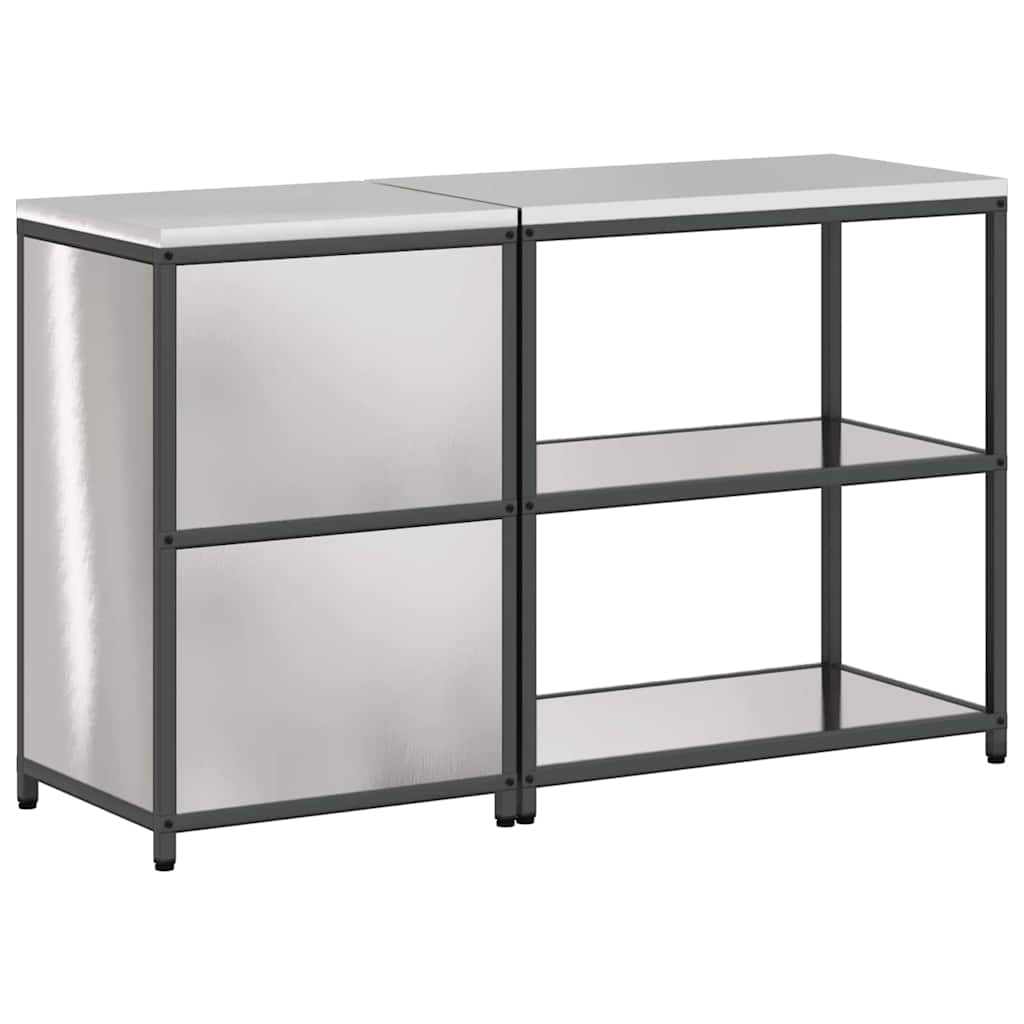 Keukenopslag set met plank 2 pcs Zilver Roestvrij staal is nu te koop bij PeponiXL, paradijselijk wonen!