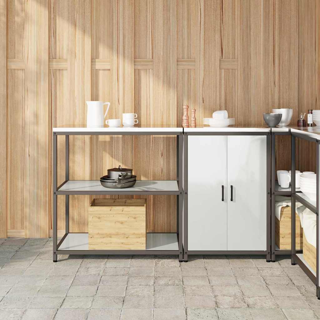Keukenopslag set met plank 2 pcs Zilver Gegalvaniseerd staal is nu te koop bij PeponiXL, paradijselijk wonen!