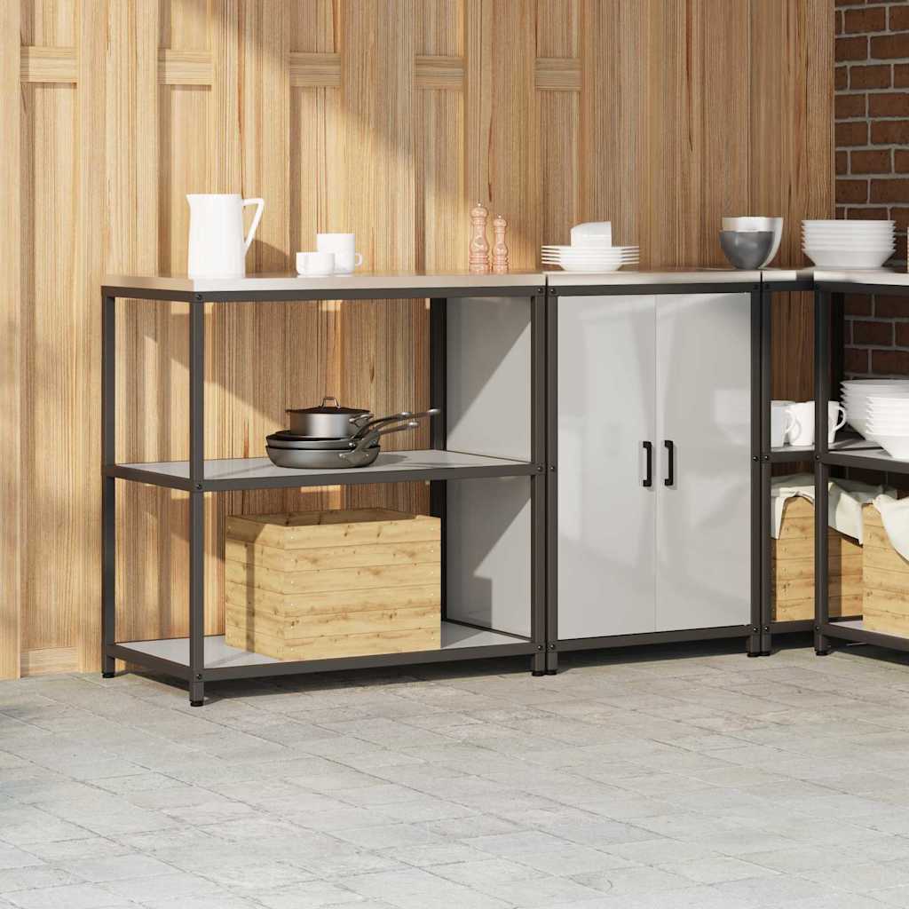Keukenopslag set met plank 2 pcs Zilver Gegalvaniseerd staal is nu te koop bij PeponiXL, paradijselijk wonen!