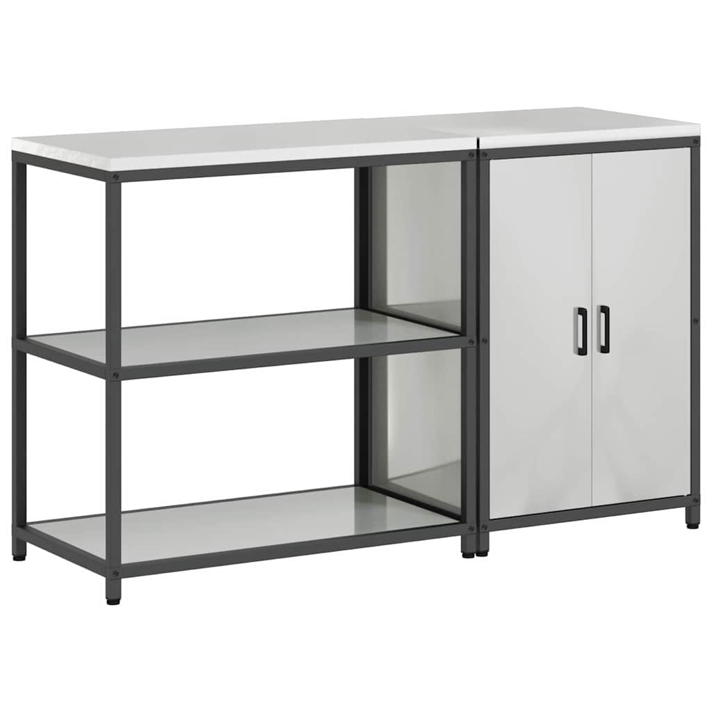 Keukenopslag set met plank 2 pcs Zilver Gegalvaniseerd staal is nu te koop bij PeponiXL, paradijselijk wonen!