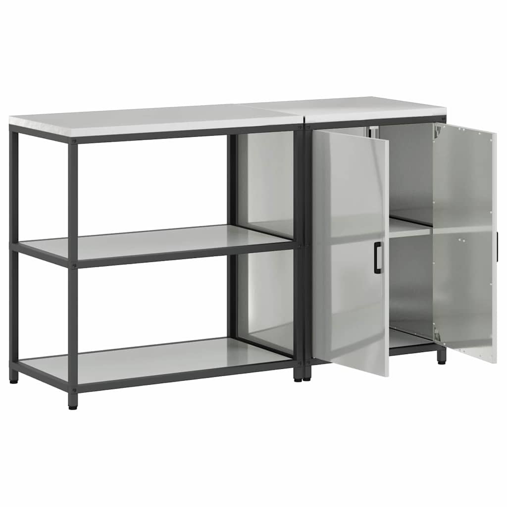 Keukenopslag set met plank 2 pcs Zilver Gegalvaniseerd staal is nu te koop bij PeponiXL, paradijselijk wonen!