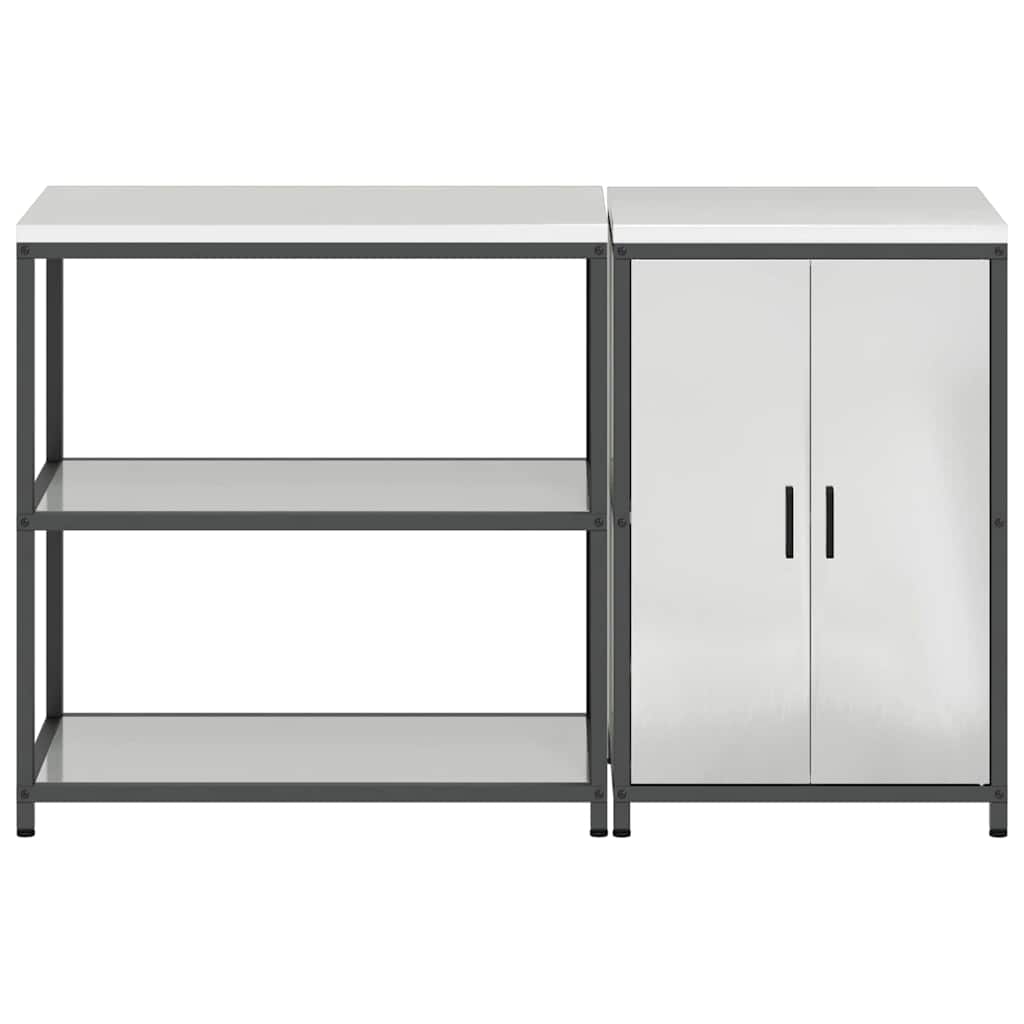 Keukenopslag set met plank 2 pcs Zilver Gegalvaniseerd staal is nu te koop bij PeponiXL, paradijselijk wonen!