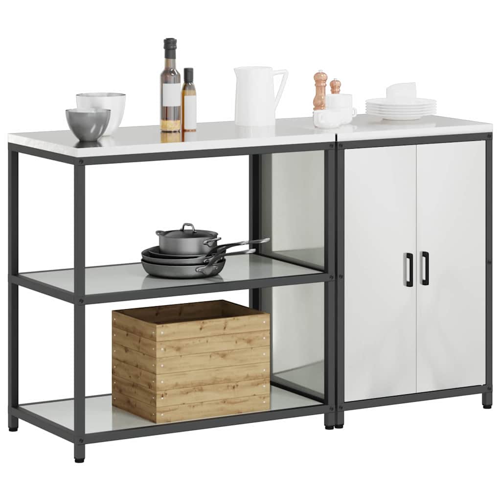 Keukenopslag set met plank 2 pcs Zilver Gegalvaniseerd staal is nu te koop bij PeponiXL, paradijselijk wonen!