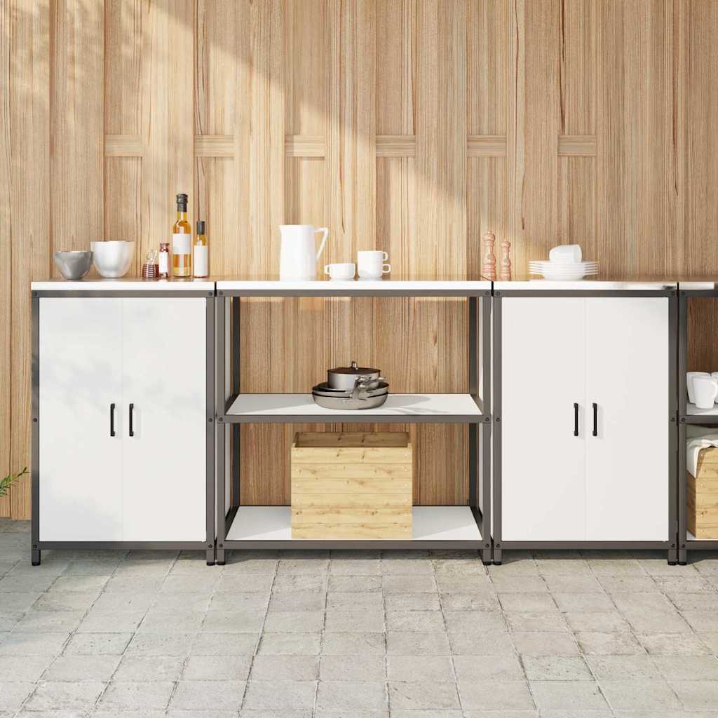Keukenopslag set met plank 3 pcs Wit Koudgewalst staal is nu te koop bij PeponiXL, paradijselijk wonen!