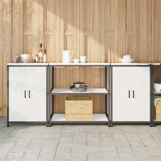 Keukenopslag set met plank 3 pcs Wit Koudgewalst staal is nu te koop bij PeponiXL, paradijselijk wonen!