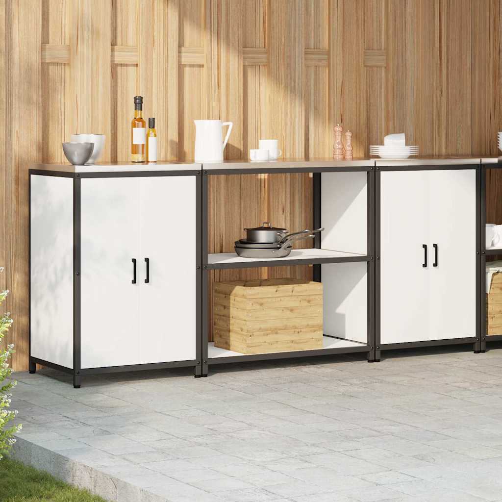 Keukenopslag set met plank 3 pcs Wit Koudgewalst staal is nu te koop bij PeponiXL, paradijselijk wonen!