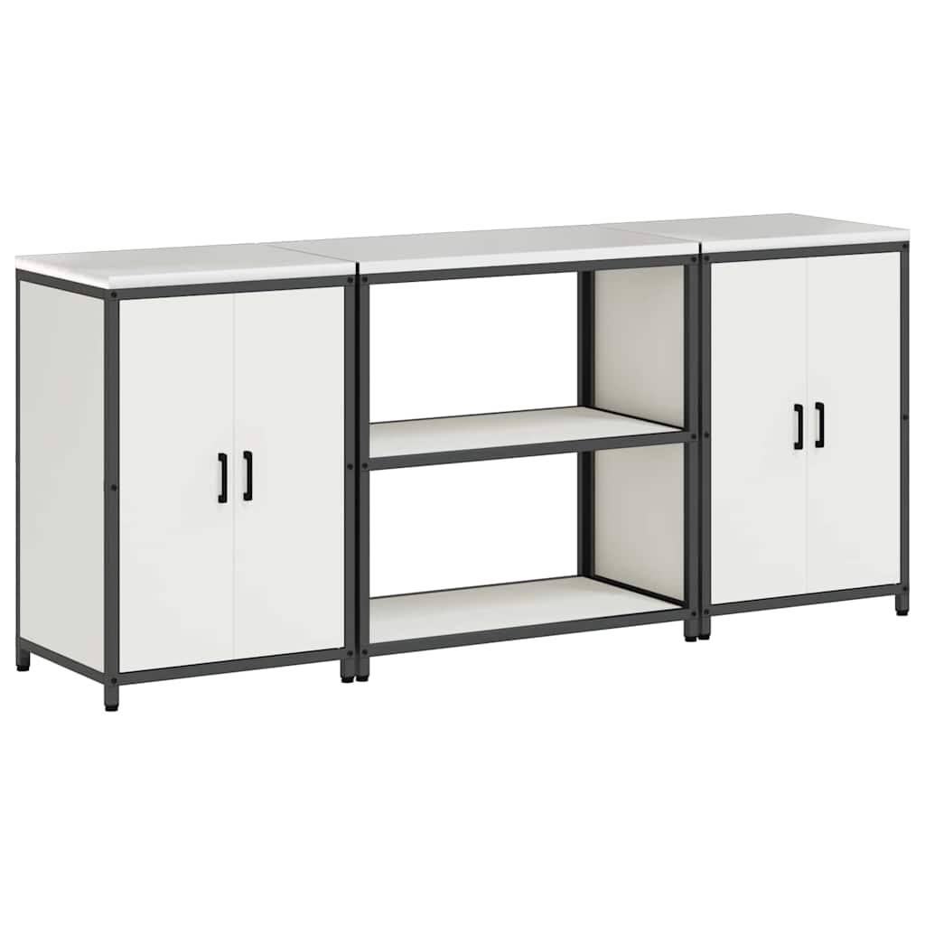 Keukenopslag set met plank 3 pcs Wit Koudgewalst staal is nu te koop bij PeponiXL, paradijselijk wonen!