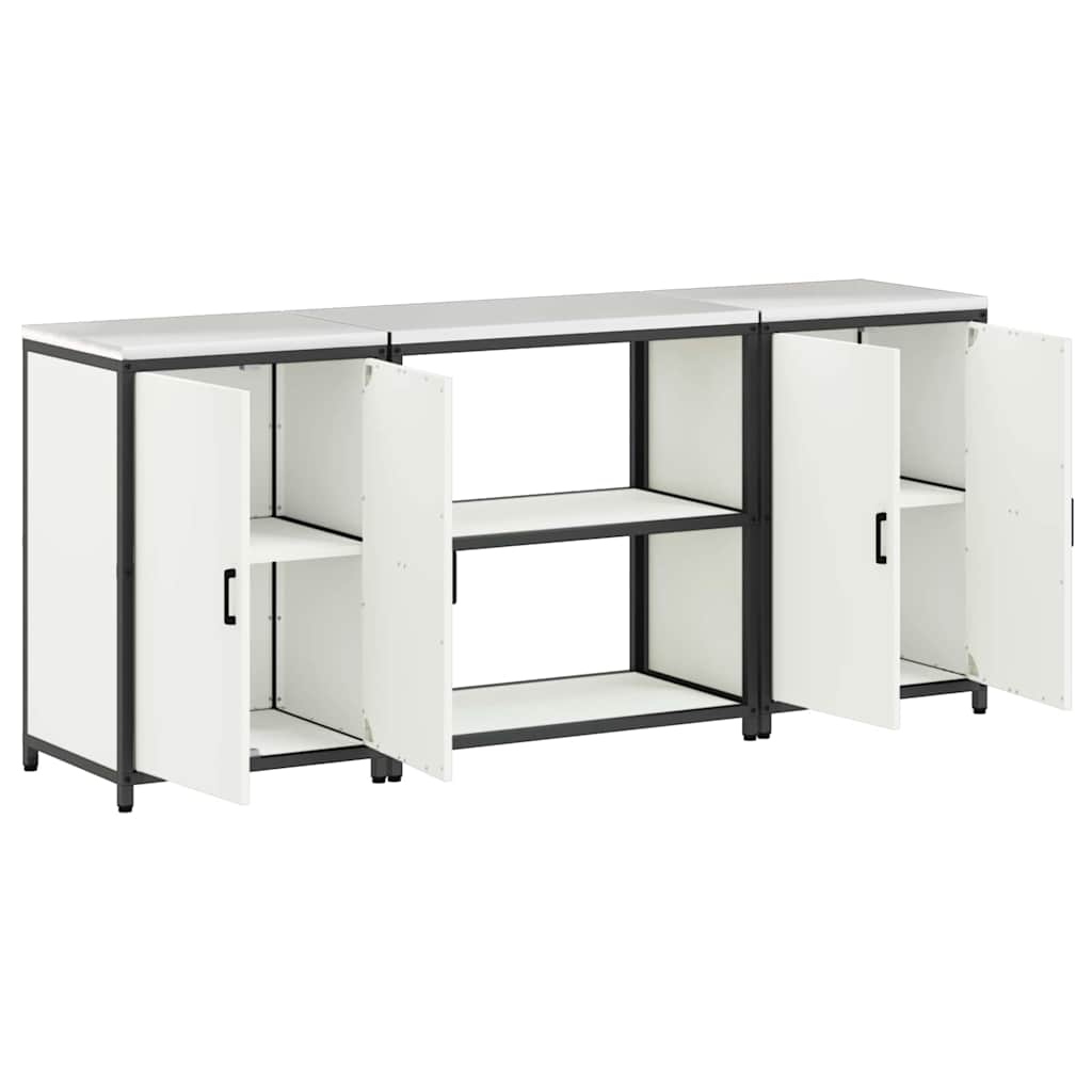 Keukenopslag set met plank 3 pcs Wit Koudgewalst staal is nu te koop bij PeponiXL, paradijselijk wonen!
