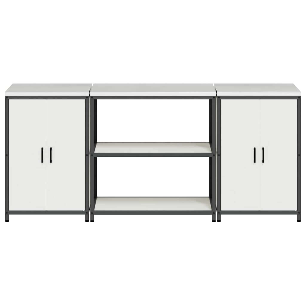 Keukenopslag set met plank 3 pcs Wit Koudgewalst staal is nu te koop bij PeponiXL, paradijselijk wonen!