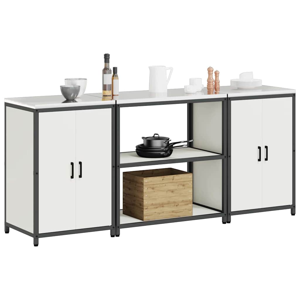 Keukenopslag set met plank 3 pcs Wit Koudgewalst staal is nu te koop bij PeponiXL, paradijselijk wonen!
